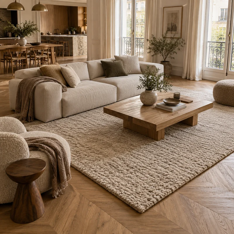 tapis qui delimite un coin salon