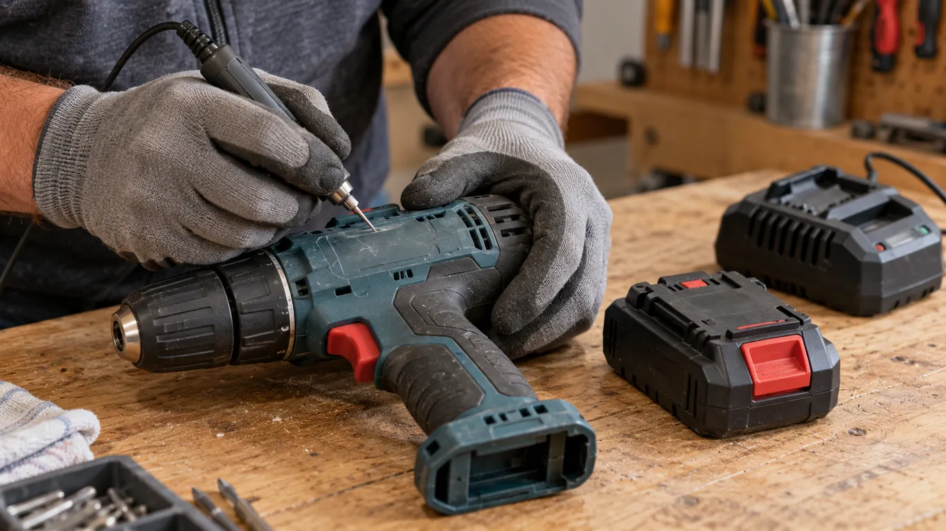 Gravure d'un code d'identification sur une perceuse sans fil et sa batterie